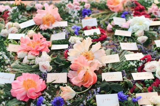 Floral place card table